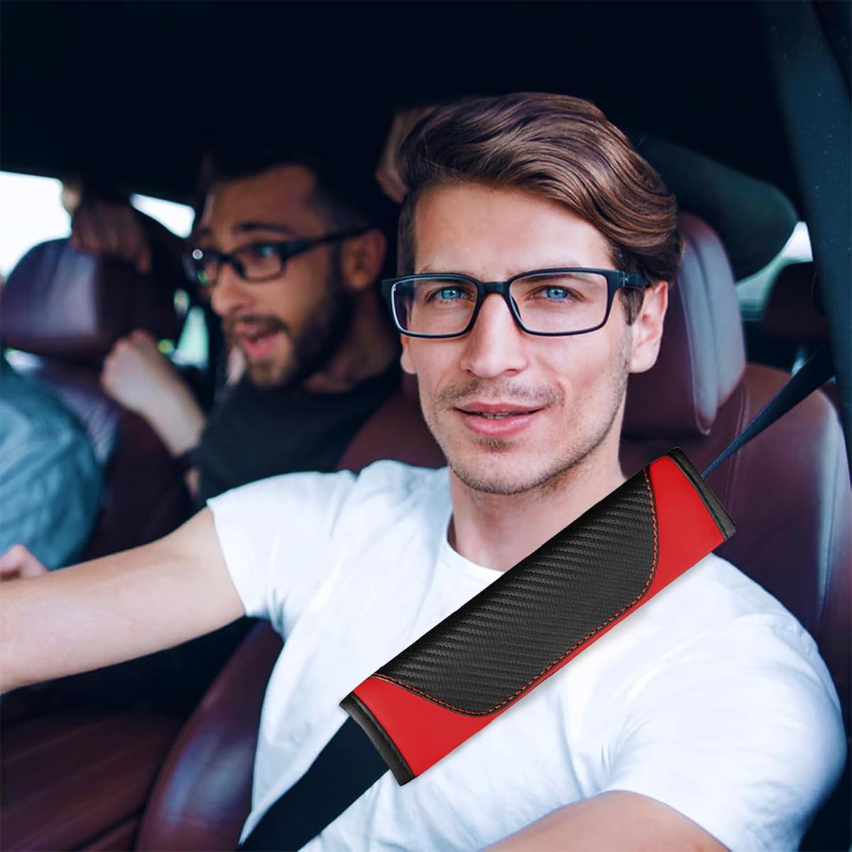 STHIRA Seat Belt Pad for Neck and Shoulder Protection with Foam Layer PU Leather 6cm x 23cm | Universal Comfort for Car and Bag Straps