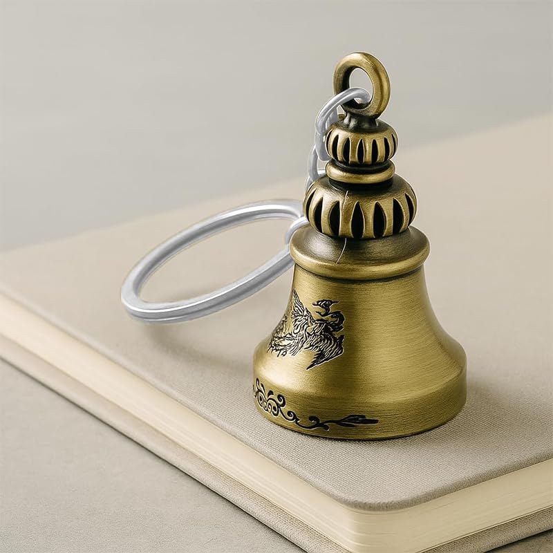 Zibuyu Vintage Keychain featuring Embossed Alloy Hand Bell Charm for Keys and Bags | Retro Gift