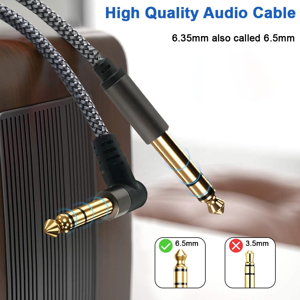 Verilux Electric Guitar Cable 9.8 ft for Amps and Basses featuring Right Angle Plug | Nylon Braided Copper Core