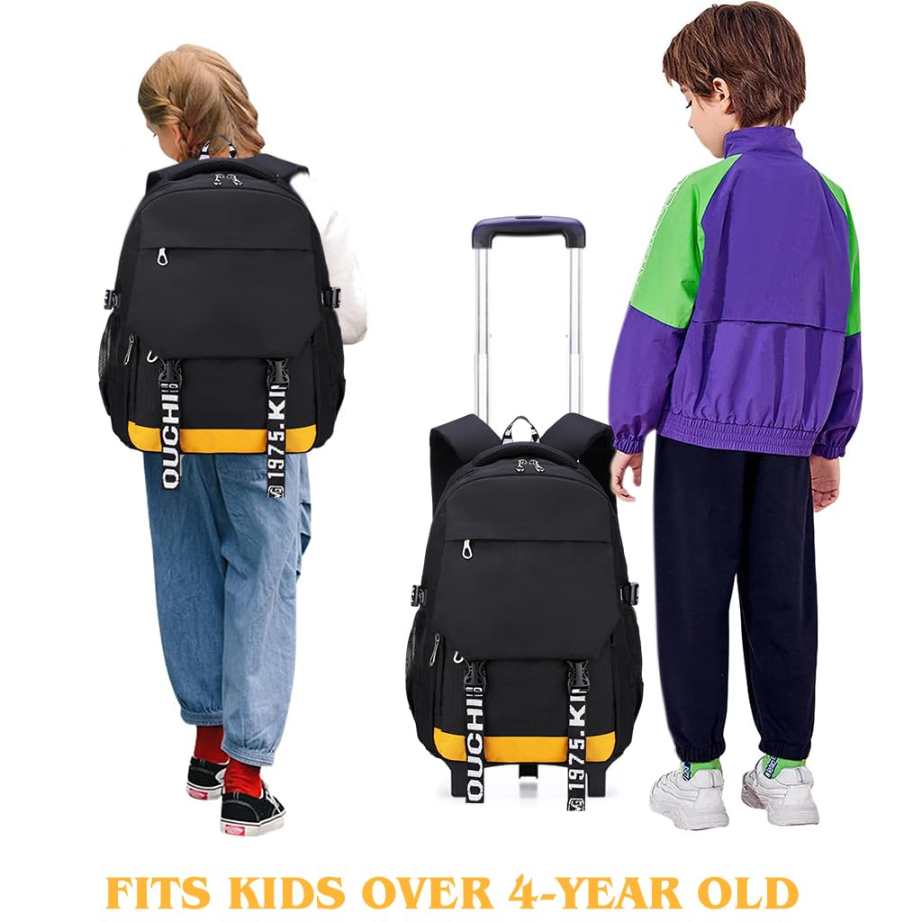 Climberty School Bag for Kids featuring Dual 3 Wheel Trolley and Detachable Stand | PU Backpack