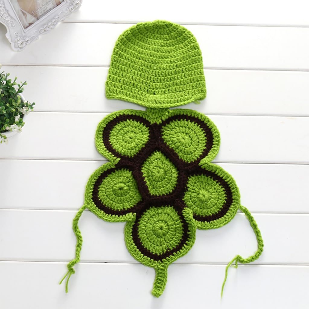 SNOWIE SOFT Newborn Photography Outfit for Baby featuring Handmade Green Turtle Crochet Costume
