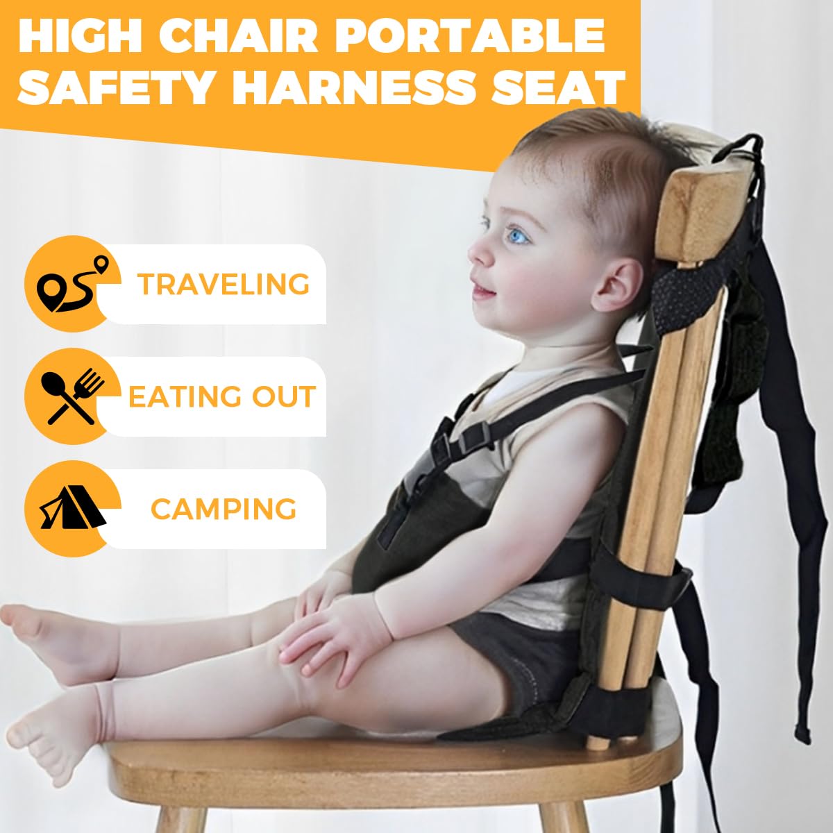SNOWIE SOFT Baby Wrap Harness for Chairs with Quick Release Buckles and Soft Fabric | Adjustable Infant Safety Seat Belt for 6–12 Month Dining and Travel