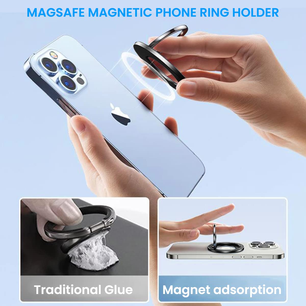 ZORBES Magnetic Phone Ring Holder for iPhone 16 15 14 Series with 2.2 lb Magnetic Force | 2 in 1 Grip and Stand