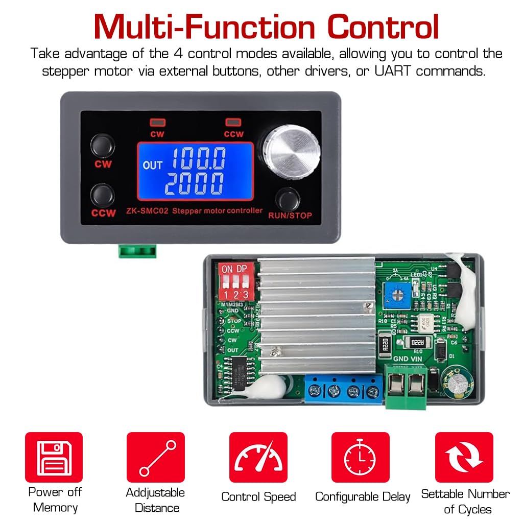 Serplex Stepper Motor Driver Controller Board for NEMA 17 23 featuring Dual Rotation Control and LCD Display | 3 PCS