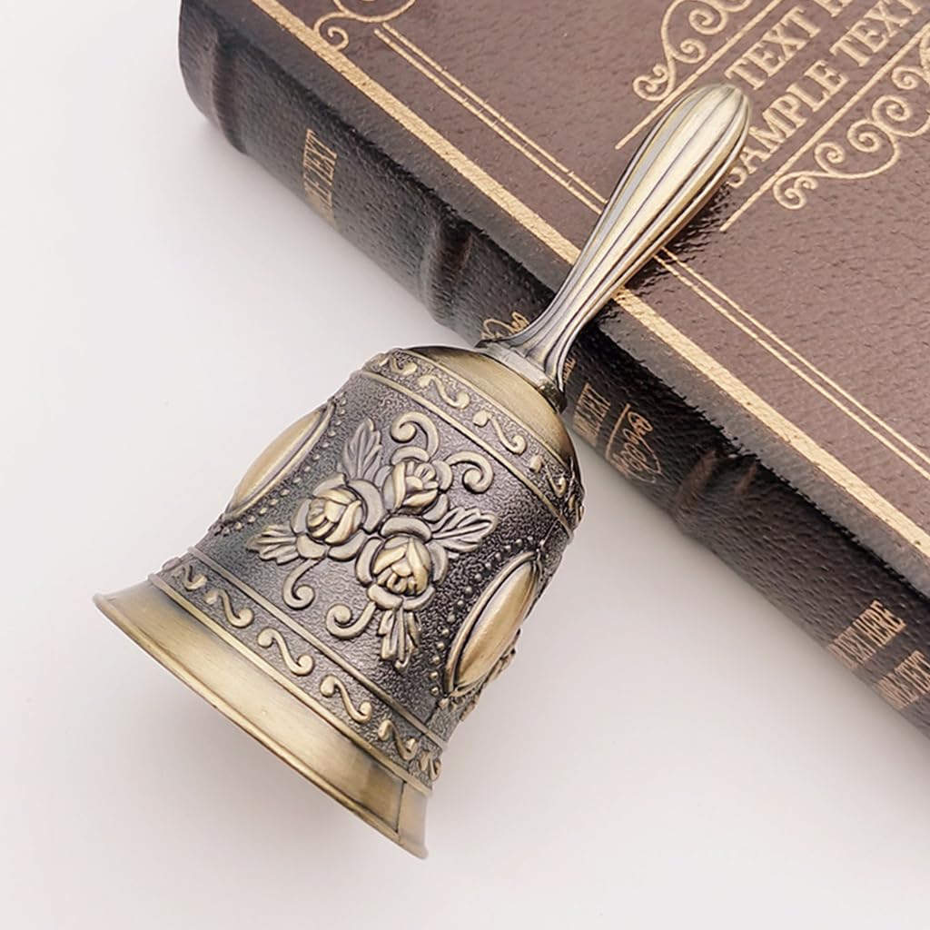 Serplex Hand Bell for Weddings and Service with 2.2×4.6 in Brass Body and Textured Handle