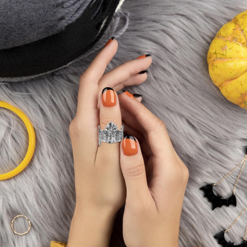 Zibuyu Vintage Bat Ring for Halloween featuring Adjustable Fit and Gothic Style | Unisex Costume Jewelry