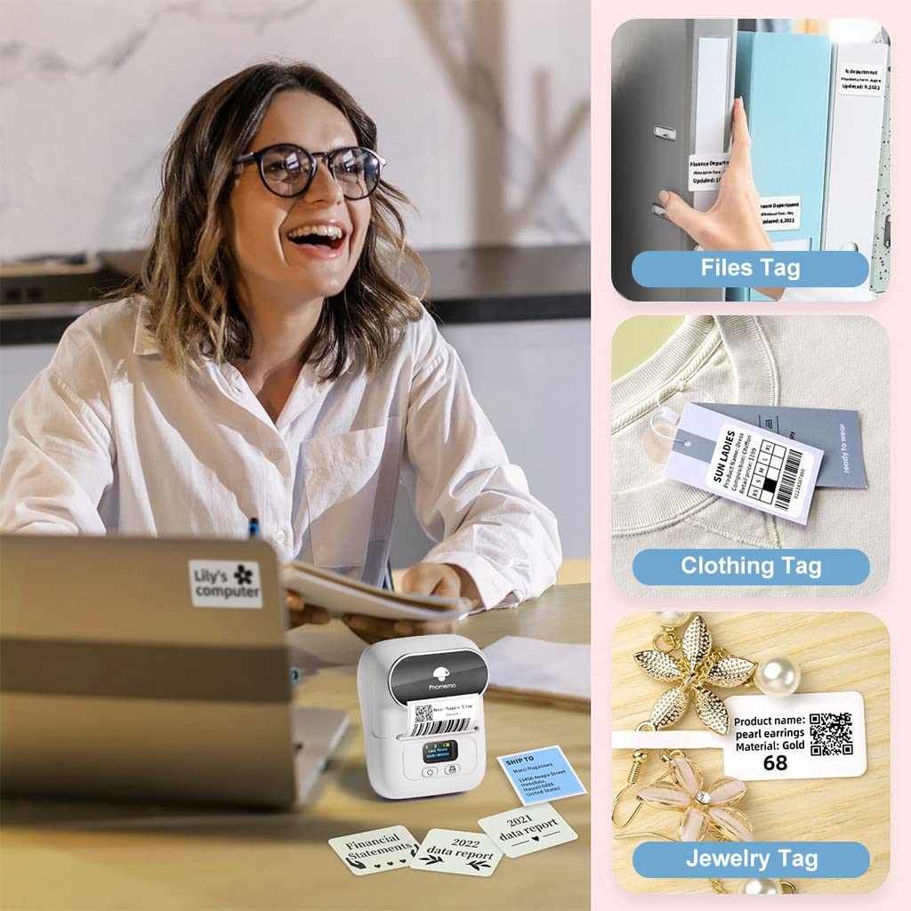 ZORBES Thermal Printer for Labels and Photos with 203DPI Clear Printing | Mini Bluetooth Inkfree Printer 114×87×63mm