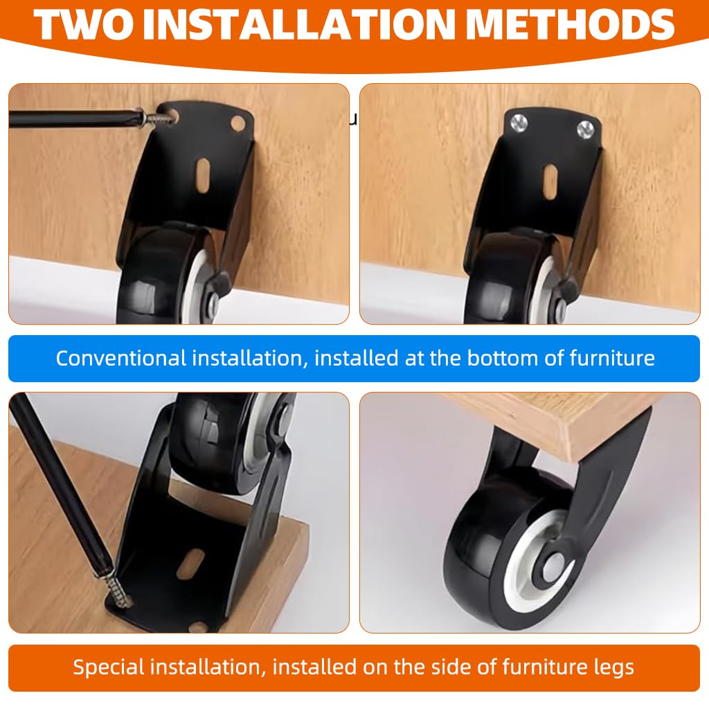 Rigid Caster Gate Wheels for Sagging Wooden Doors with 2.36 in Alloy Axles | Smooth Sliding