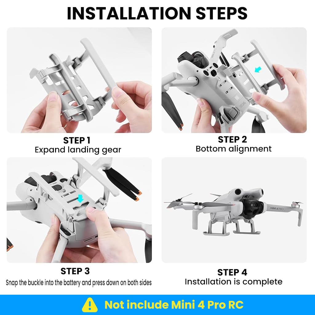 ZORBES Drone Landing Gear for Mini 4 Pro RC with 25mm Lift and Shock Absorption | Ultra Lightweight ABS Folding Stabilizer