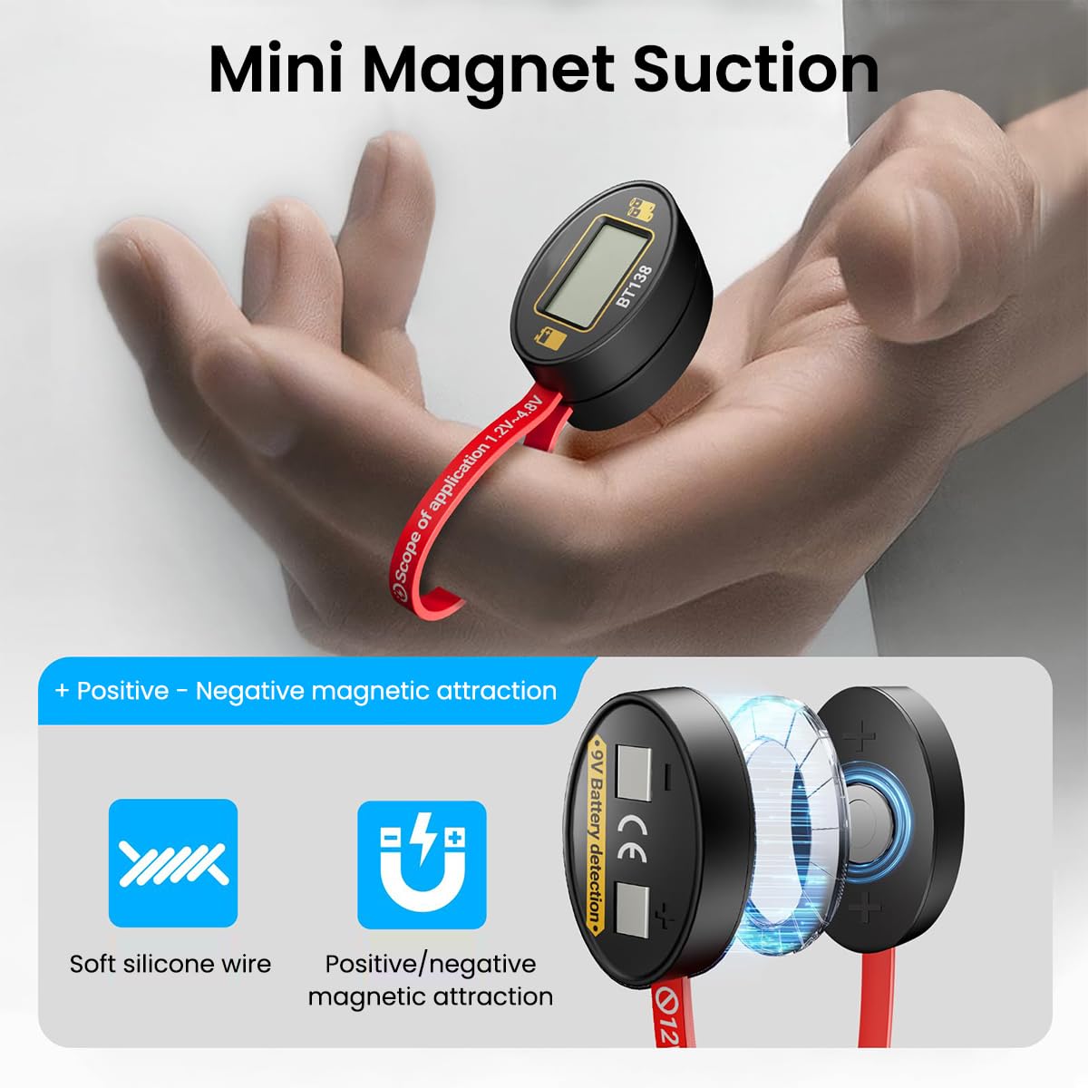 Serplex Magnetic Battery Tester with LCD Display for AA C D 9V | 1.2–4.8V Detection