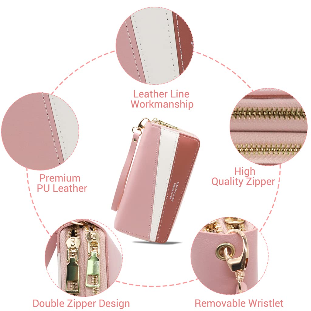 PALAY Women's Long Wallet for Daily Use with Double Zip 19x11x4cm PU Leather | Multi Card Holder