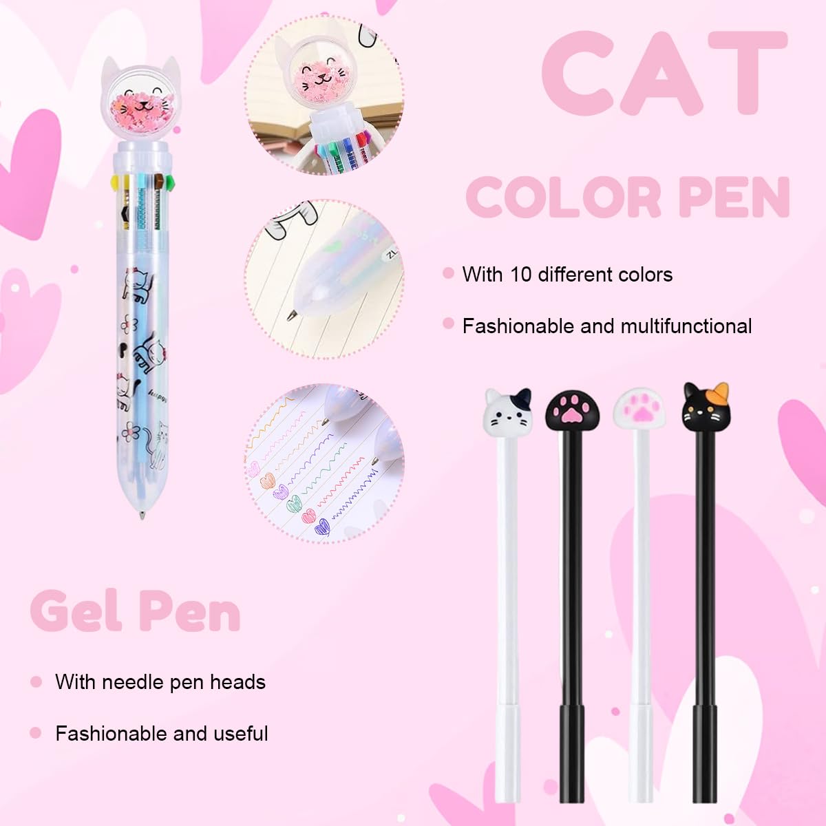 Climberty Cute Cat Stationery Set for Girls with Pop Up Pencil Case and DIY Stickers | Gift for Students