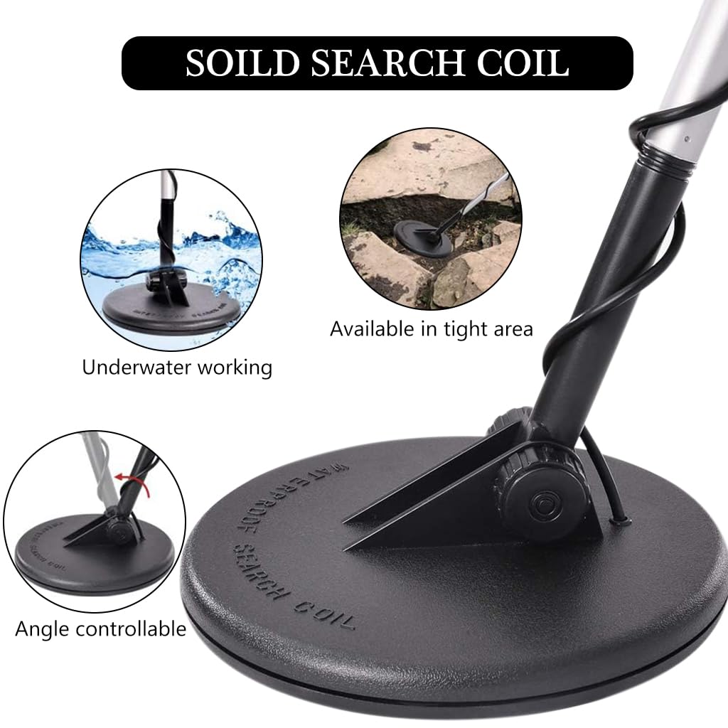 HASTHIP Metal Detector for Coins and Gold with 8 in Disc and Adjustable 30.7–42.1 in Shaft | Earphone Support and Dual Detection Modes