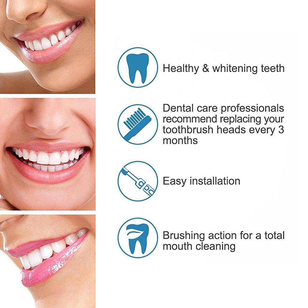 MAYCREATE Replacement Brush Heads for Oral B Bases Pack of 8 with Cross Action Nylon Bristles