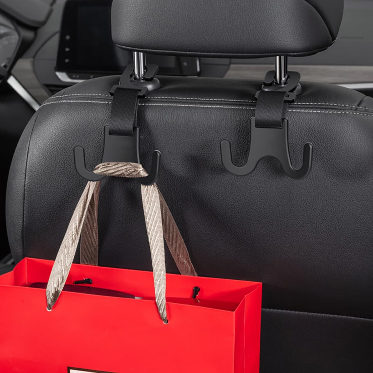 STHIRA Car Headrest Hook for Handbags and Backpacks featuring 2pcs Dual-Grip Design | Plastic Universal Organizer