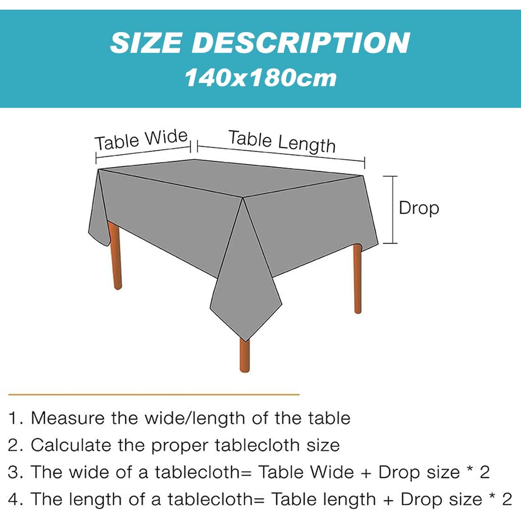 ZIBUYU Tablecloth for Dining & Buffet Tables featuring Table Runner Print 140x180cm PVC