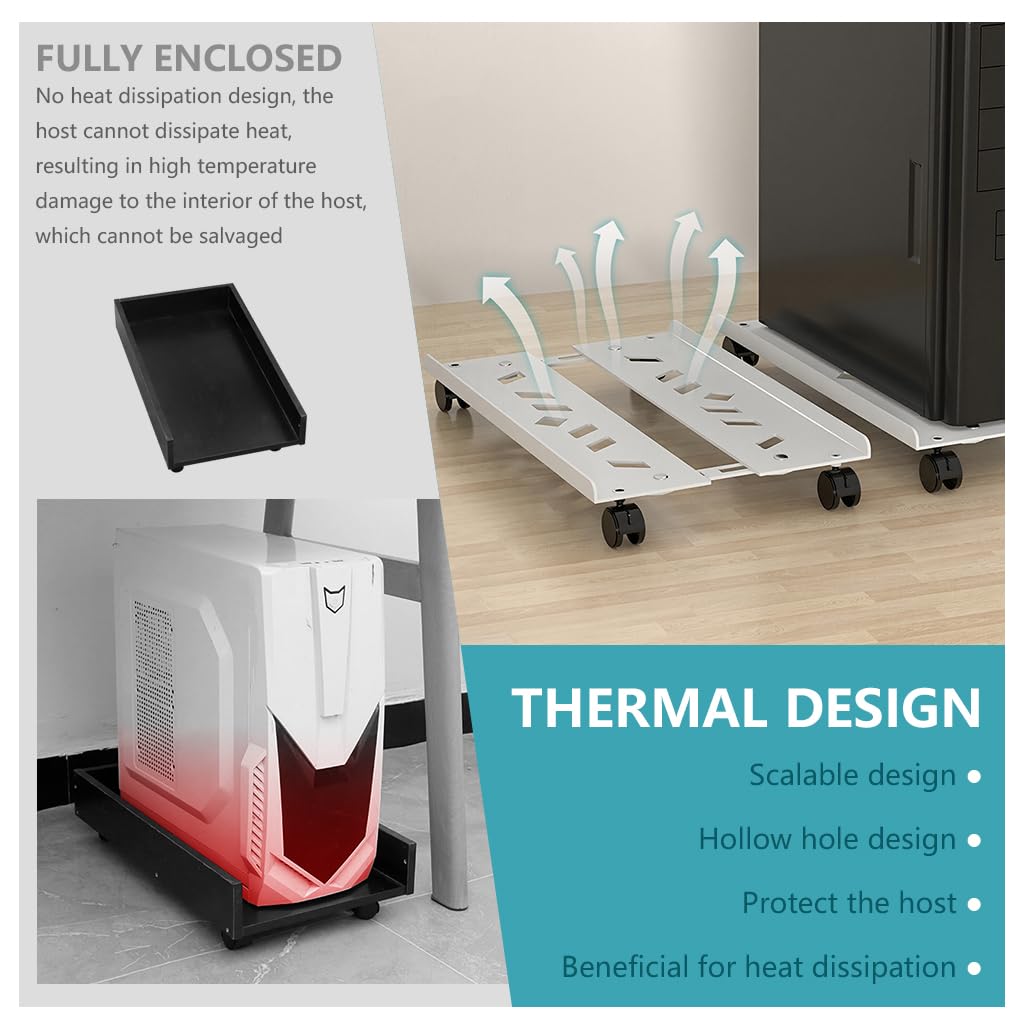 ZORBES Computer Tower Stand for Home and Office with Retractable Panel and Carbon Steel Ventilated Tray