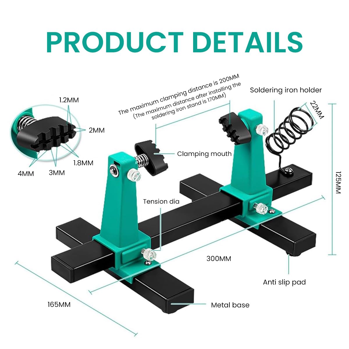 Serplex® Adjustable PCB Holder Soldering Station Clamp for Circuit Board Intergrated Soldering Iron Pen Holder Design Soldering Station Clamp for Motherboard, PCB Frame