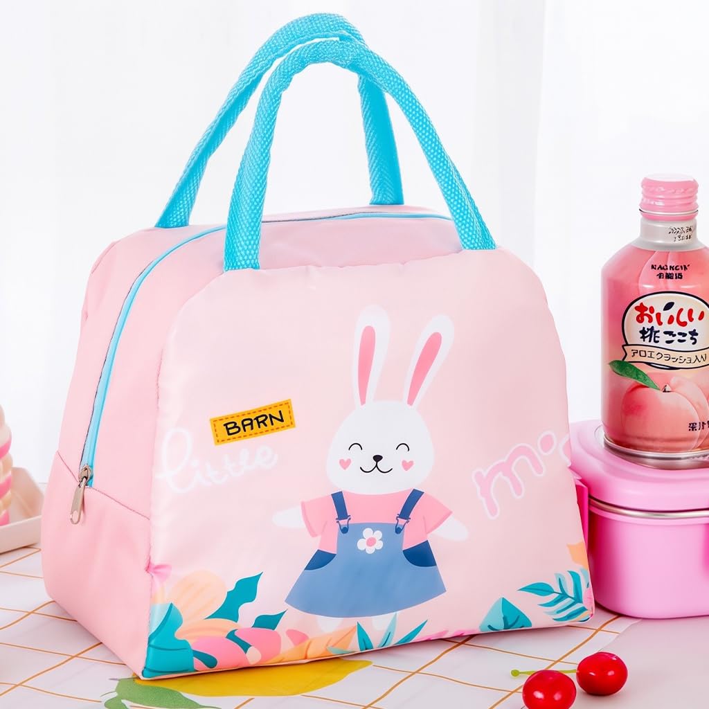 Zibuyu Lunch Box for Work and Travel with 3 Layer Insulation and 9.05×5.11×7.87 in Capacity featuring Waterproof Oxford Cloth | Cute Pink Tote