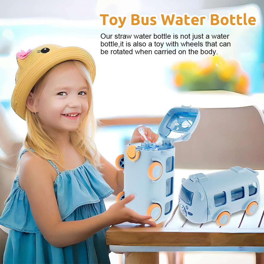 SNOWIE SOFT® Kids Water Bottle for School BPA-free Water Bottle 500ml Creative Cartoon Todder Water Bottle Intergrated Silicone Straw Design Outdoor Water Bottle with Shoulder Strap Kids Gift for Kids