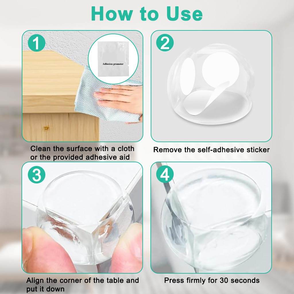 ZIBUYU Spherical Baby Corner Protectors for Tables and Furniture | Clear 12 Pack Easy Install Guards