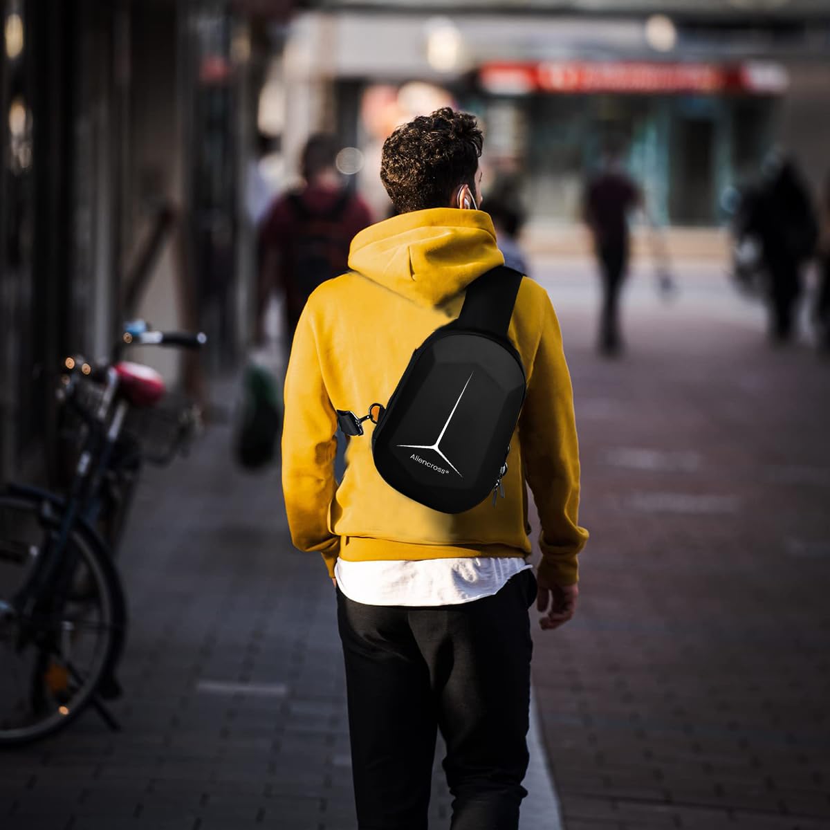 GUSTAVE Sling Bag for Men with 3‑Digital Lock and 20×10×30 cm Waterproof Hard Case | USB Charging