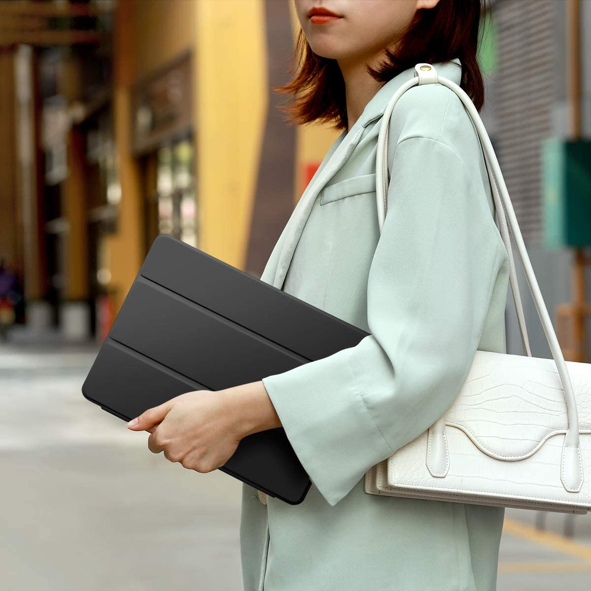 ZORBES iPad Air 4th Generation Case for 10.9 Inch with Trifold Stand and Pencil Holder | Black TPU Cover