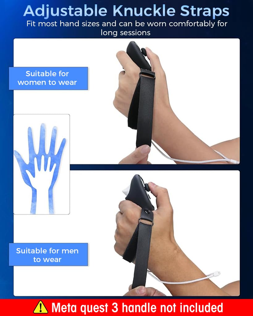 ZORBES Silicone Cover for Oculus Meta Quest 3 Controllers with Adjustable Hand Straps | Non Slip Grip and Thumbstick Caps