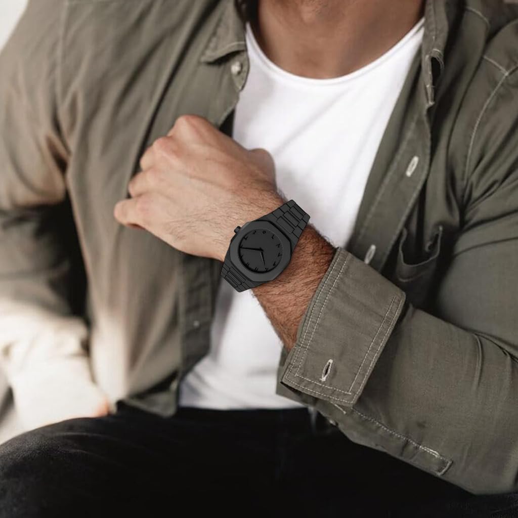 PROBEROS Watch for Men featuring Black Octagonal Case and Analog Mechanism | Gift Box Set