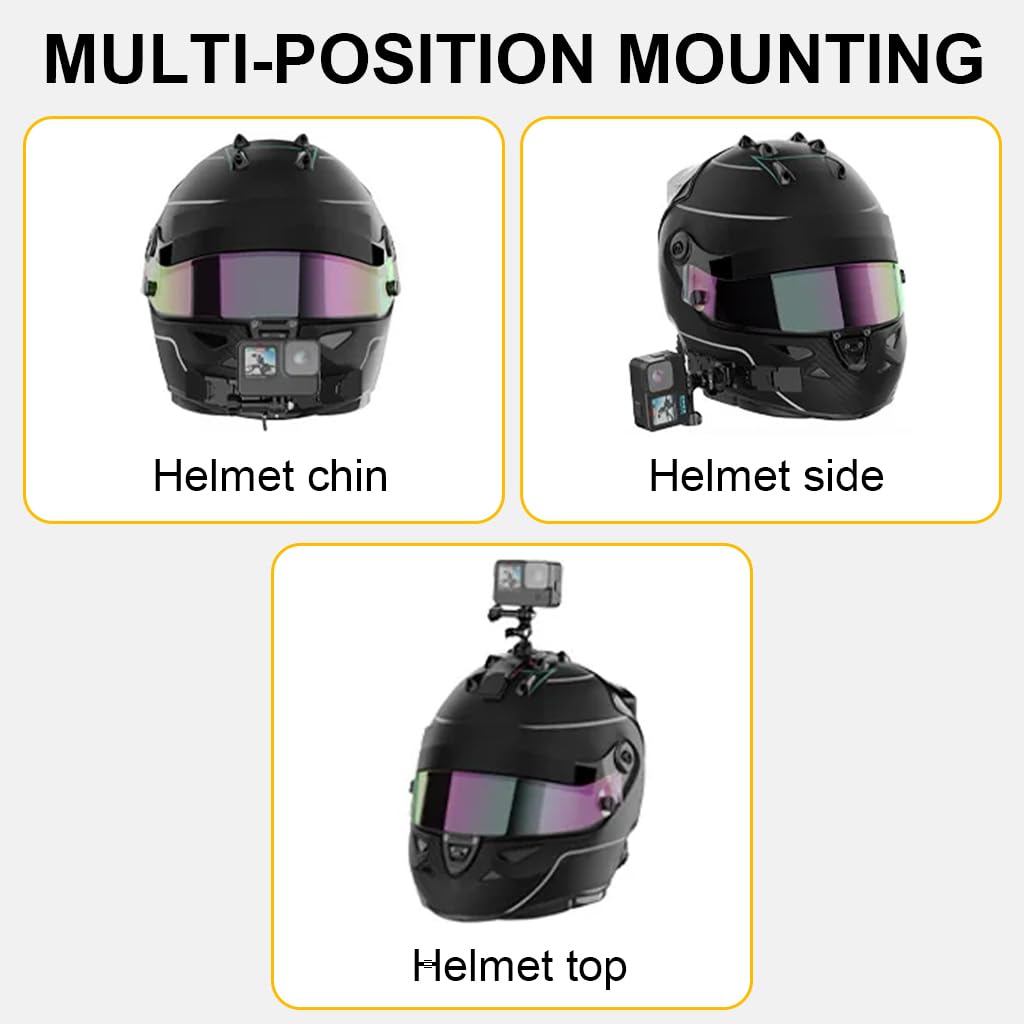 ZORBES Helmet Chin Strap Mount for Outdoor Filming and Vlogging with Six Buckles | Secure Self‑Adhesive Camera Mount for GoPro Hero 13–5, Insta360 and DJI Osmo