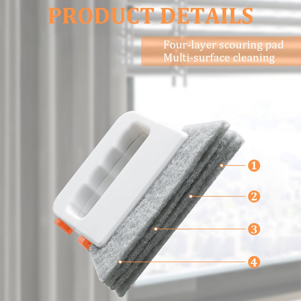 HASTHIP Window Cleaning Brush 5 in 1 for Tracks and Frames with 4 Layer Pad & Mini Brush | PP Handle Design