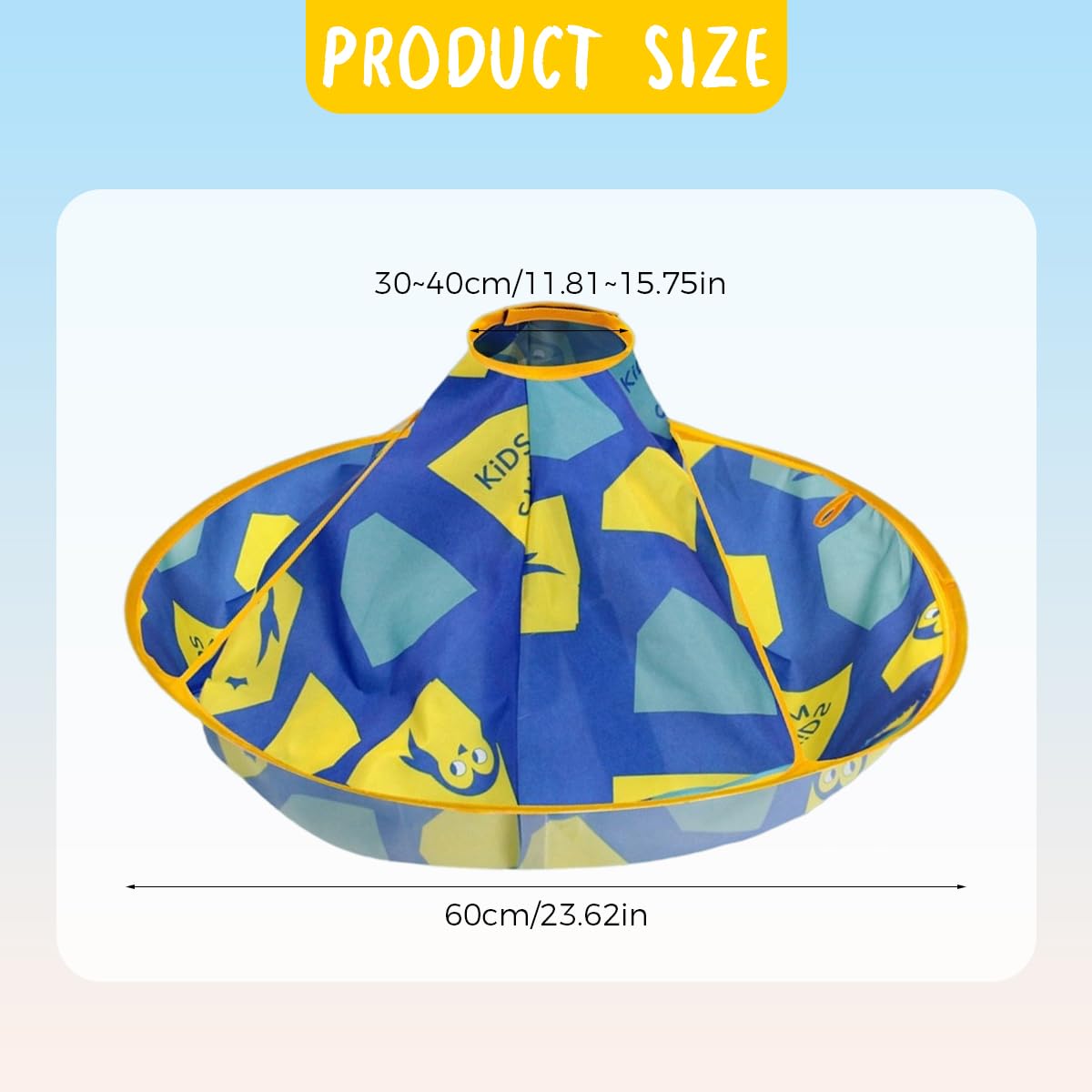 SNOWIE SOFT Hair Cutting Cape for Kids with Umbrella Hair Catcher and 30–40 cm Adjustable Neck | Waterproof Polyester Apron for Home or Salon Use
