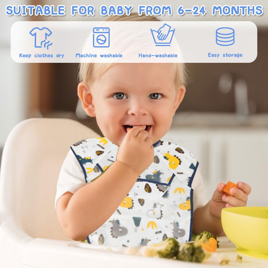 Zibuyu Baby Bib for Feeding with Food Catcher and Waterproof Fabric | Infants 6–24M