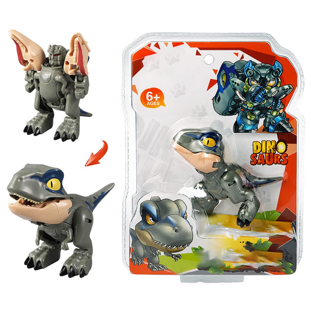 PATPAT Dinosaur Toys for Kids Transform Dinosaur Robot Toy Transforming Mini Dinosaur Figures Toy, 2 in 1 Cartoon Velociraptor Transform Toy Birthday Xmas Gift for Kids Boys Girls 3 4 5 6 7 8 Years