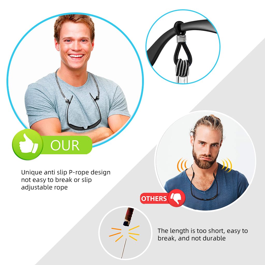 HASTHIP Specs Holder Strap for Glasses with Adjustable Grippers and 27.5 in Polyester Cord | 4Pcs Set for Active Wear