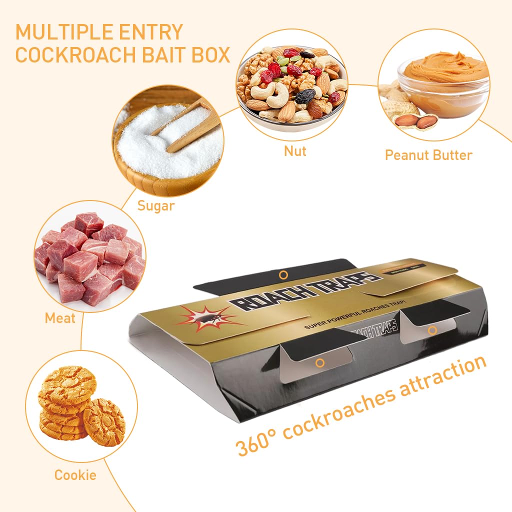 HASTHIP Cockroach Traps for Kitchen and Home with Strong Adhesive Glue | 10pcs Safe Pesticide‑Free Pest Catcher