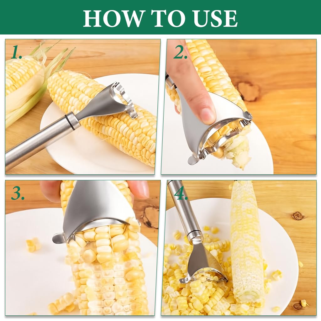 ZIBUYU Corn Peeler for Fresh Corn Dishes with Serrated Blade & Ergonomic Handle | Dishwasher Safe Stainless Steel Tool
