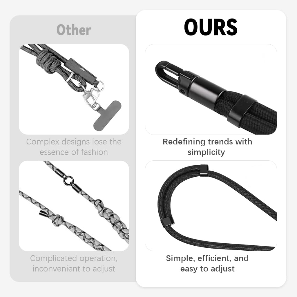 ZORBES Phone Neck Lanyard with 360° Swivel Strap and Adjustable Cord Lock | Black Nylon