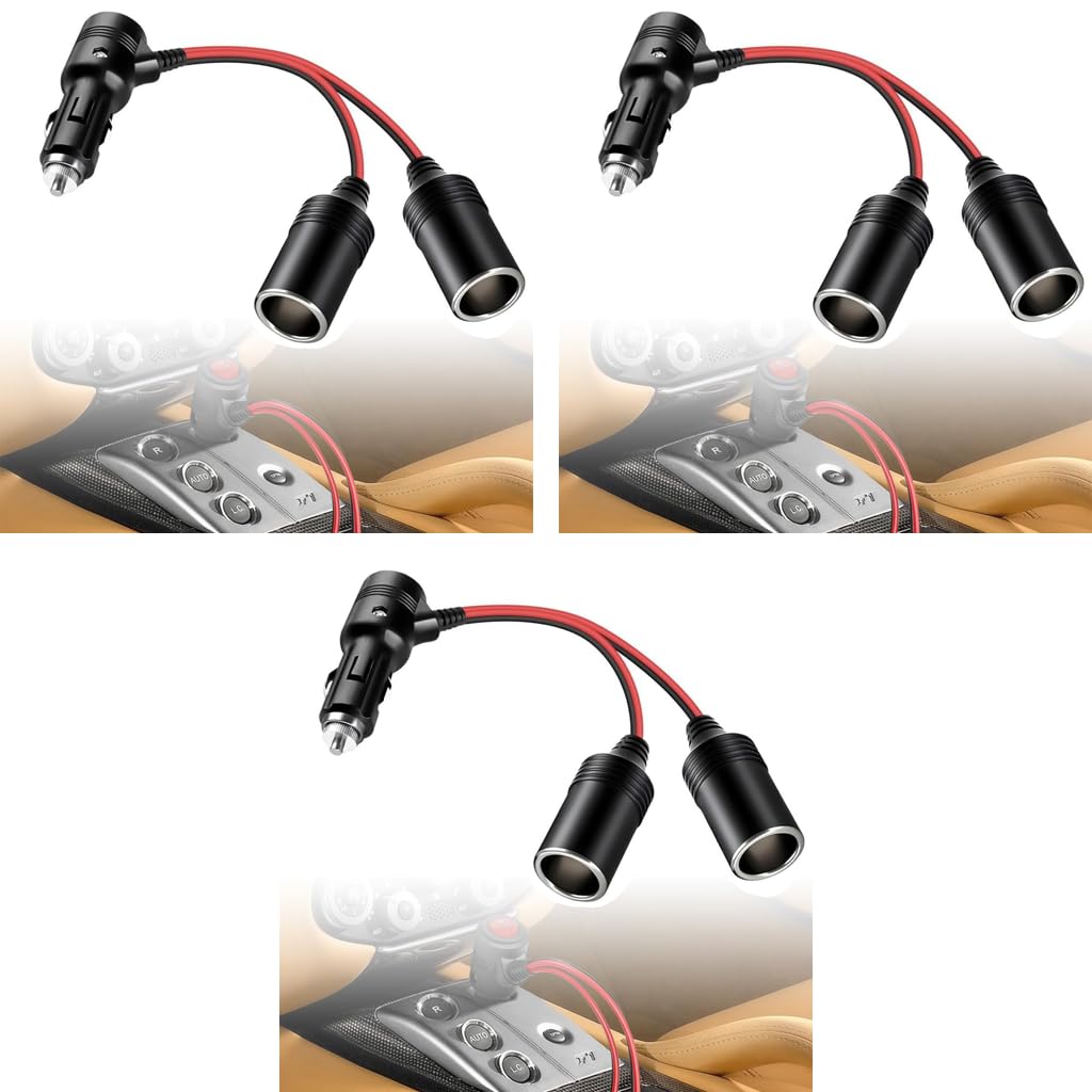 STHIRA Car Cigarette Lighter Socket Splitter for 12V 24V Use with Dual Outlet Design | 3PCS
