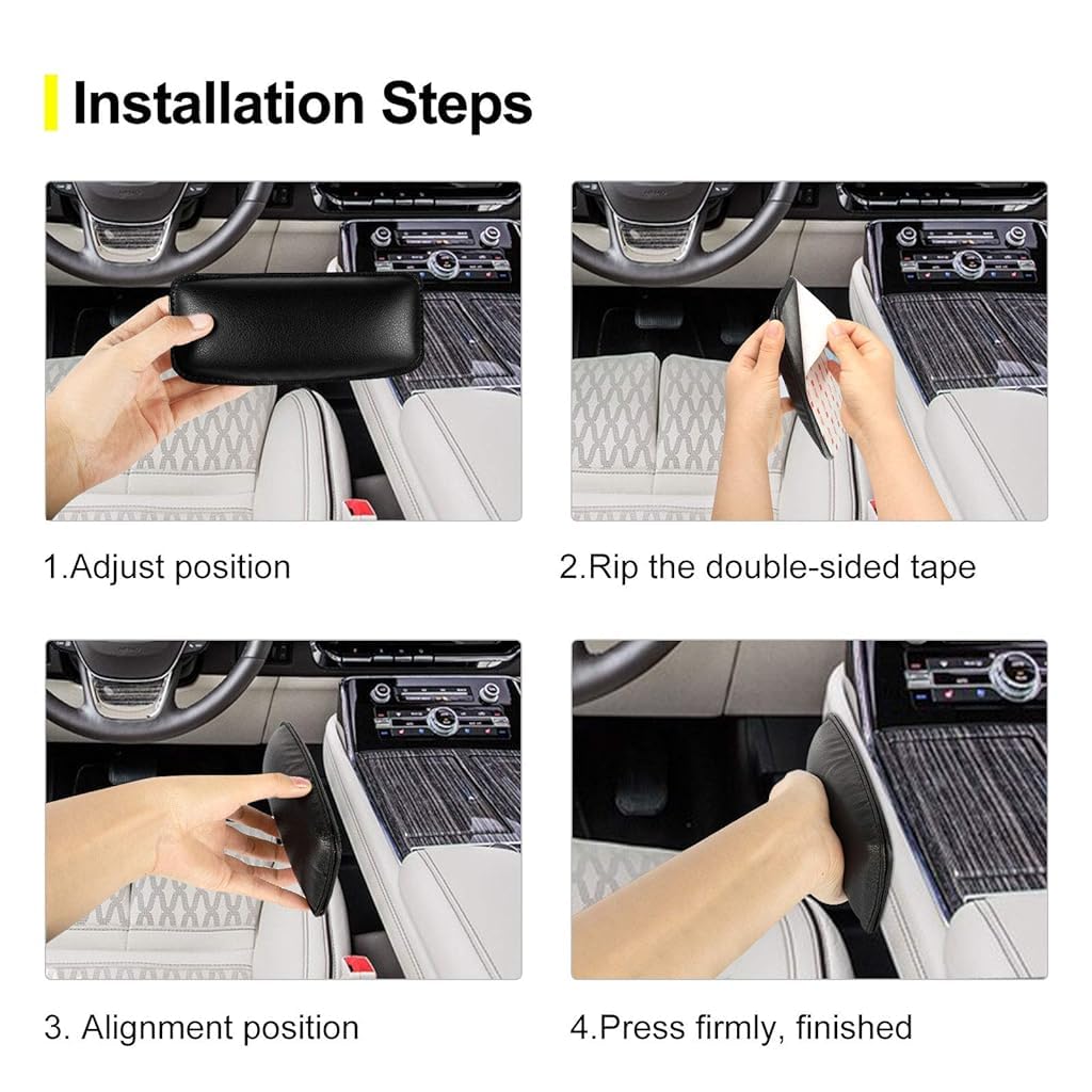 STHIRA Leather Car Knee Cushion Pad for Console and Door | 4pcs 7.08×3.15×1.10 in Self Adhesive Design