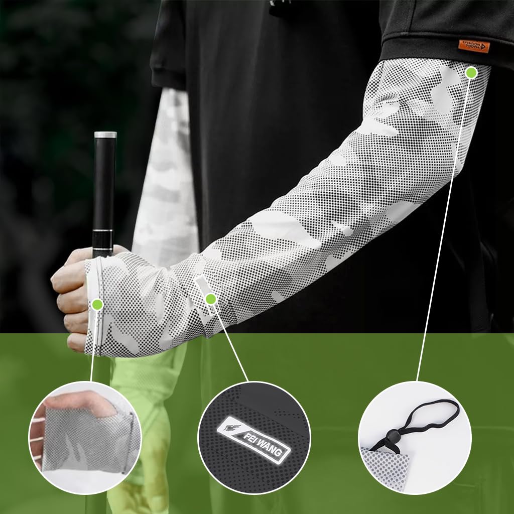PALAY Arm Sleeves for Outdoor Sports with UPF 50+ UV Protection and Ice Silk Comfort | Thumb Hole Design for Men and Women