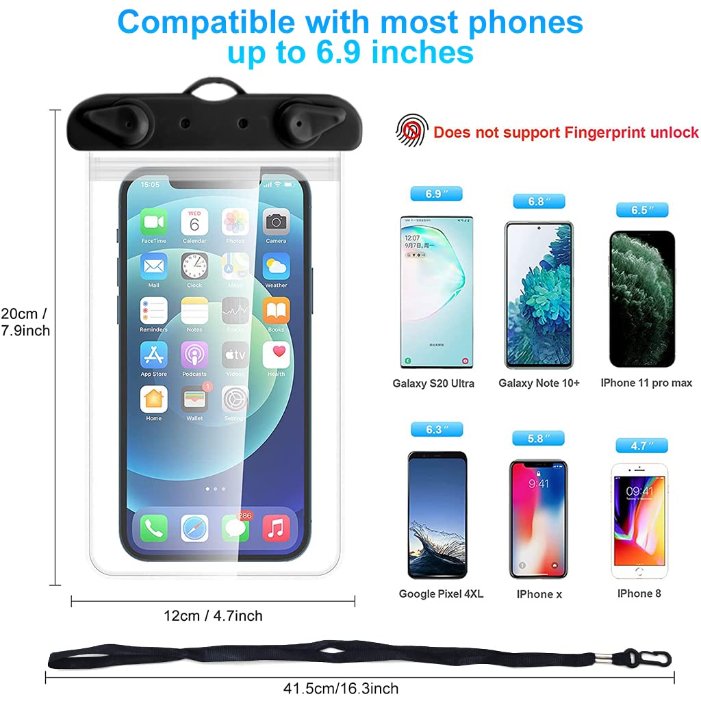 Waterproof Mobile Pouch for Underwater Use with IPX8 Seal and Dual Safety Buckles | Fits 6.9 in Phones