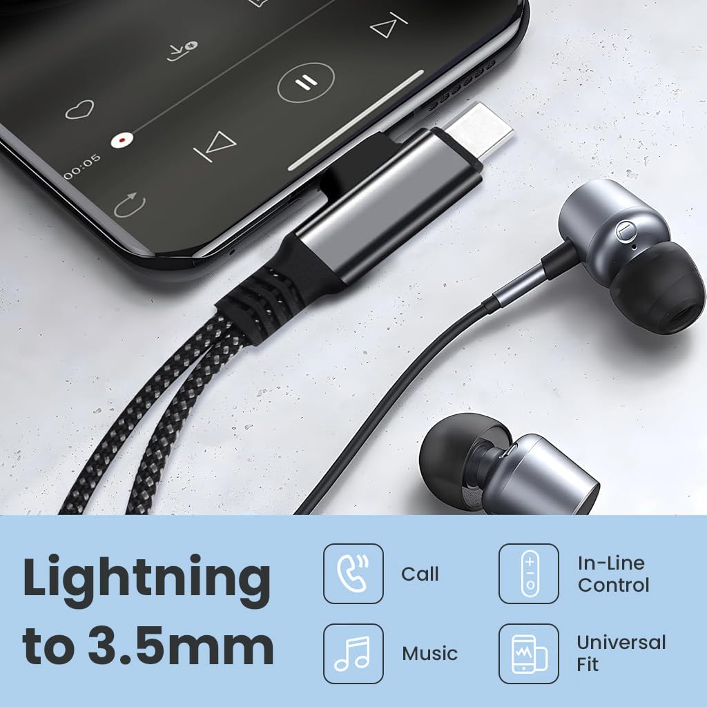 Verilux USB C to 3.5mm Audio Adapter for Simultaneous Charging with Dual Interface & Braided Cable