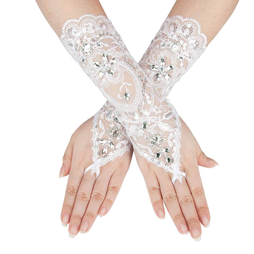 PALAY  Unisex Fingerless Wrist Length Lace Gloves