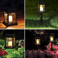 ELEPHANTBOAT® 2 Pack Solar Candle Light Warm White Light Tealight Candles Solar Camping Light Tent Light Tree Light Hanging Candle Light with Stake Solar Garden Light for Garden, Patio, Lawn, Bar