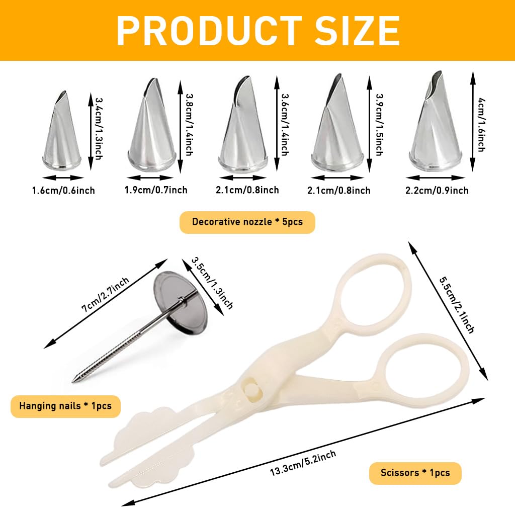 HASTHIP Petal Nozzle Set for Cake Decorating with 7 Pieces Stainless Steel Tools | Ideal for Beginners and Professionals