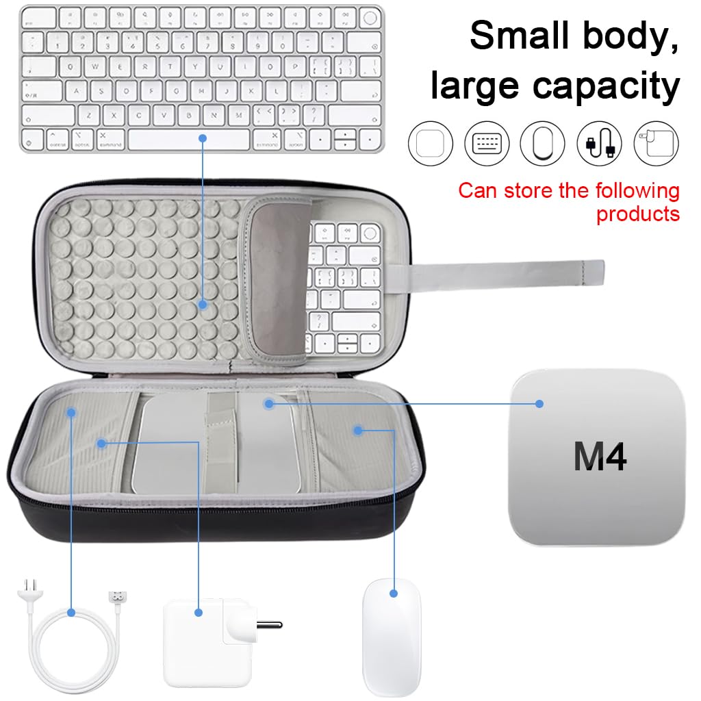 ZORBES Storage Case for Mac Mini M4 featuring EVA Hard Shell and Anti Scratch Liner 30x15x9cm