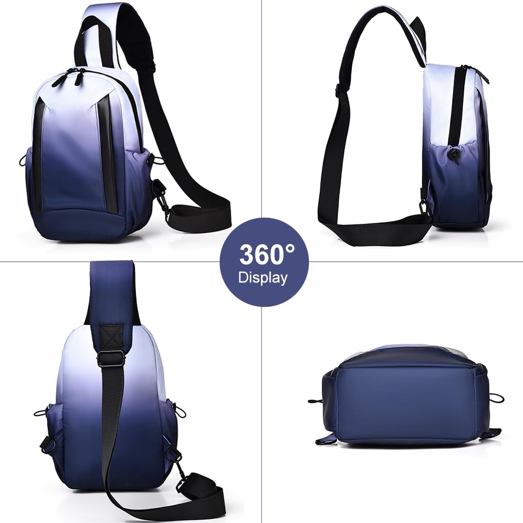 GUSTAVE Chest Bag for Men featuring Dual Layer Design and Waterproof Nylon | Gradient Blue Black