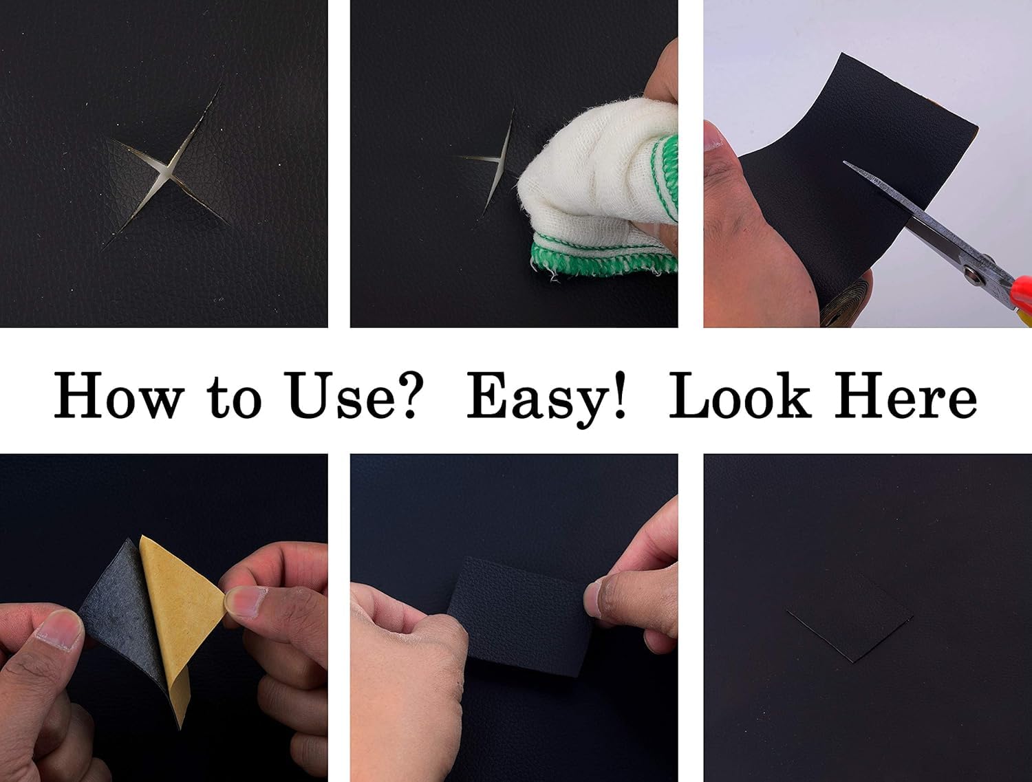 HASTHIP Leather Repair Patch for Couches and Car Seats featuring Self Adhesive 17.7×79 in Black PU Vinyl | Waterproof and Cuttable Design