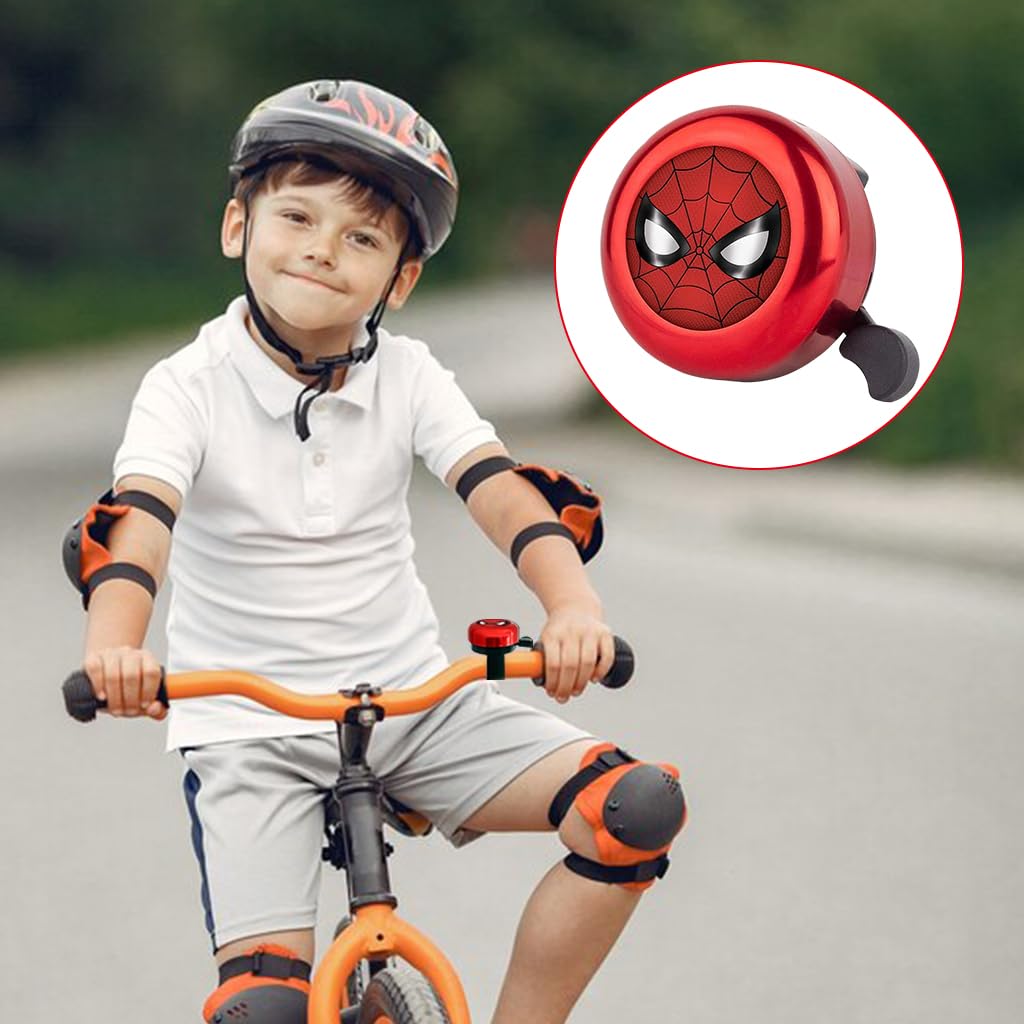 Proberos® Kids Bicycle Bell, Red Super Hero Cartoon Bicycle Bell, Lightweight Steel Bicycle Bell, Durable Bell for Cycle, High Decibel Bicycle Bell Warning Bell Universal for 22mm Tube